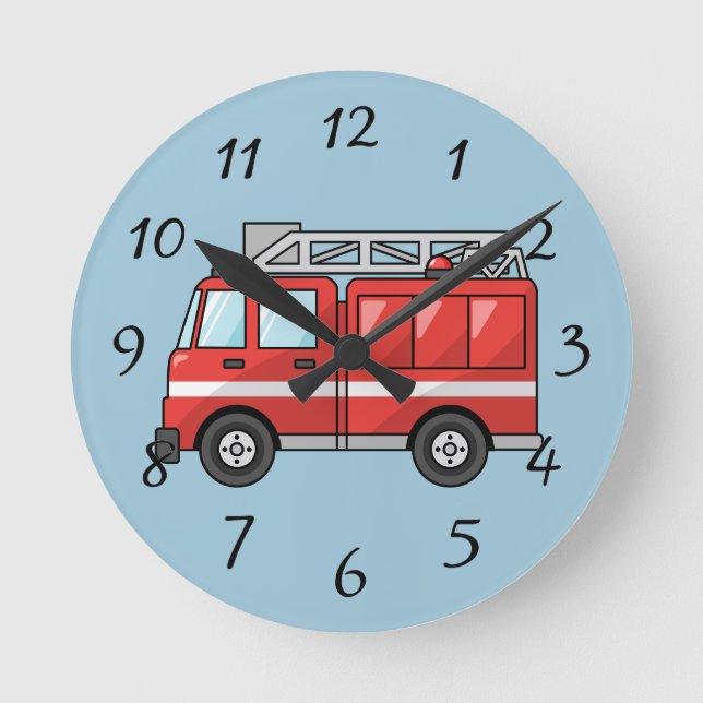 Reloj Redondo Mediano Animated Fire Engine (Anverso)