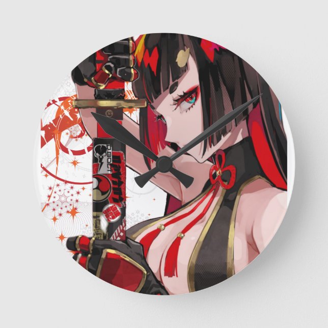 Reloj Redondo Mediano Anime chica Samurai (Anverso)