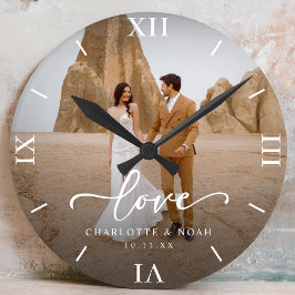 Reloj Redondo Mediano Aniversario de la escritura de amor de la foto bod