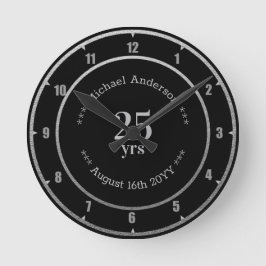 Reloj Redondo Mediano Aniversario personalizado redondo de 25 años de ju
