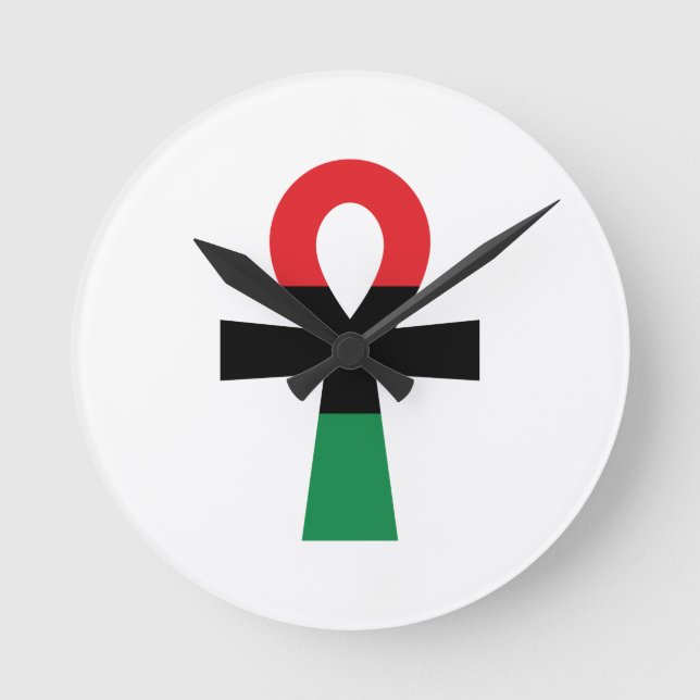 Reloj Redondo Mediano Ankh rojo, negro y verde (Anverso)