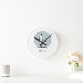 Reloj Redondo Mediano Año EST Personalizado Padre e Hija Minimalista