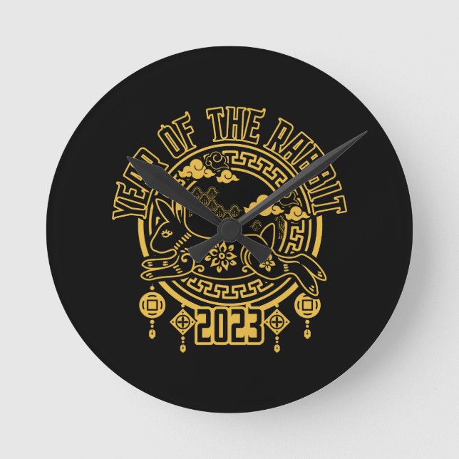 Reloj Redondo Mediano Año nuevo lunar chino del conejo (Anverso)