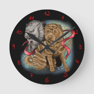 Reloj Redondo Mediano Año Zodiaco chino del perro Sher Pei