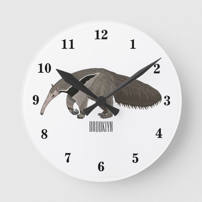 Reloj Redondo Mediano Anteater personalizado ilustracion (Anverso)