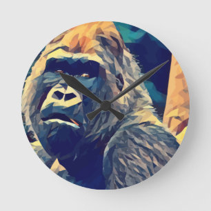 Reloj Redondo Mediano Antiguo Gorila Original Resumen Arte de animales d