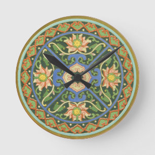 Reloj Redondo Mediano Antiguo patrón chino de cloisonné: jade verde