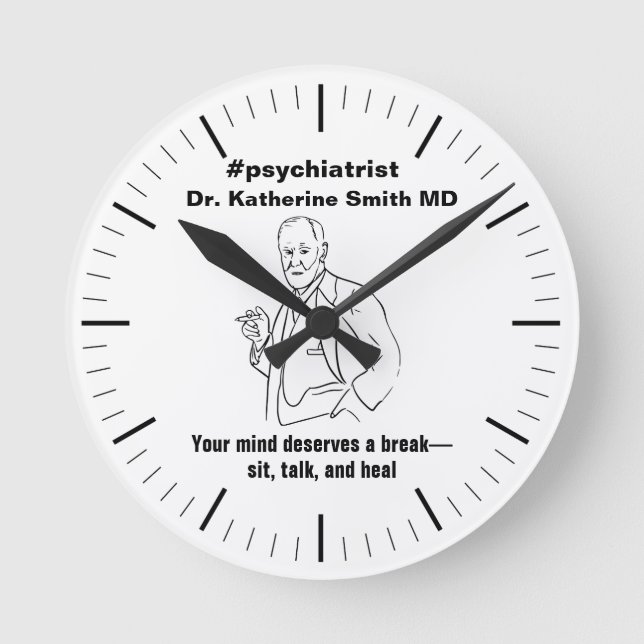 Reloj Redondo Mediano antistress Freud Psychiatry Therapy Clinic Health (Anverso)