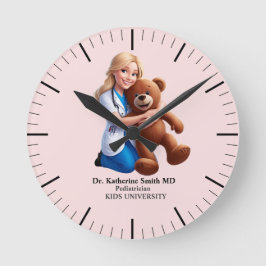 Reloj Redondo Mediano antistress pediatrician teddy bear pink university