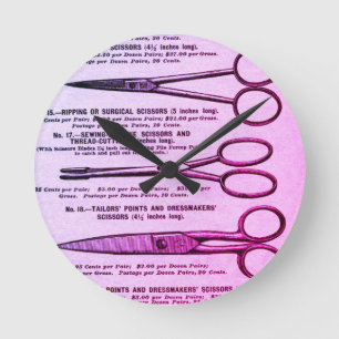 Reloj Redondo Mediano Anuncio de tijeras pintadas rosas