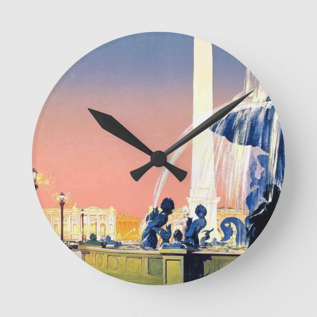 Reloj Redondo Mediano Anuncio de viaje de París de época (Anverso)