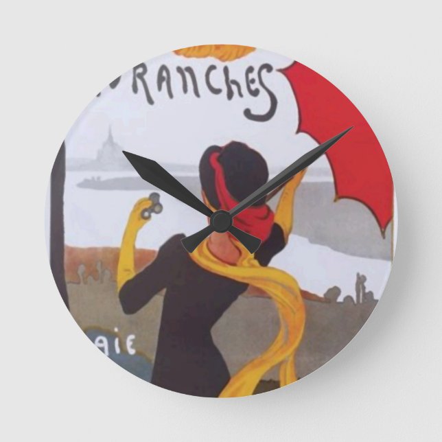 Reloj Redondo Mediano Anuncio de viajes francés de 1910 (Anverso)