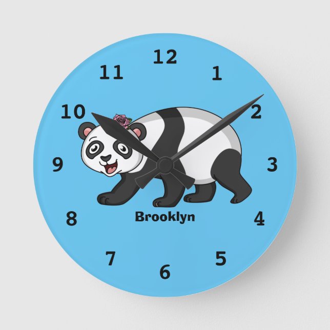 Reloj Redondo Mediano Aoso panda alegre y lindo con personalizado de flo (Anverso)