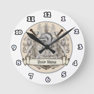 Reloj Redondo Mediano apellido del caballero sepia Escudo