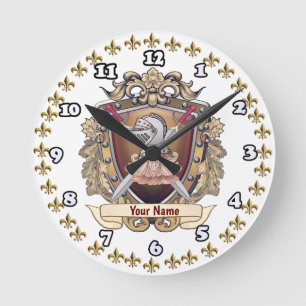 Reloj Redondo Mediano Apellido Escudo de Caballero