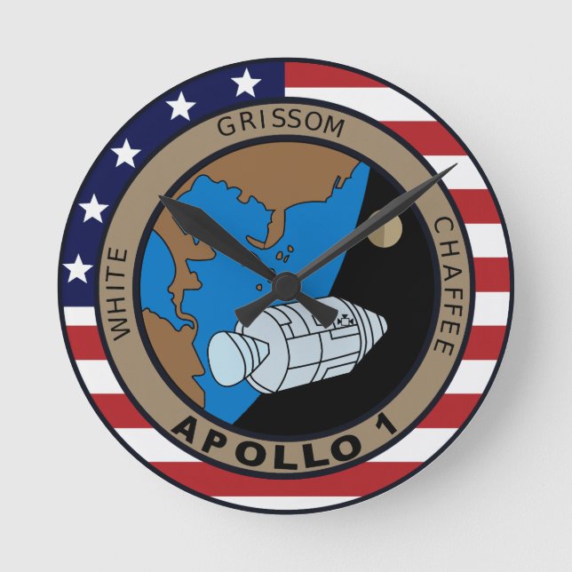 Reloj Redondo Mediano Apollo 1 Mission Patch Logo (Anverso)