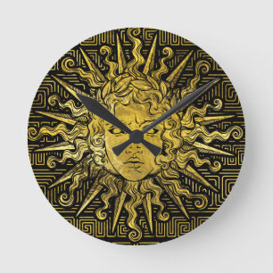 Reloj Redondo Mediano Apollo Sun Symbol on Greek Key Pattern