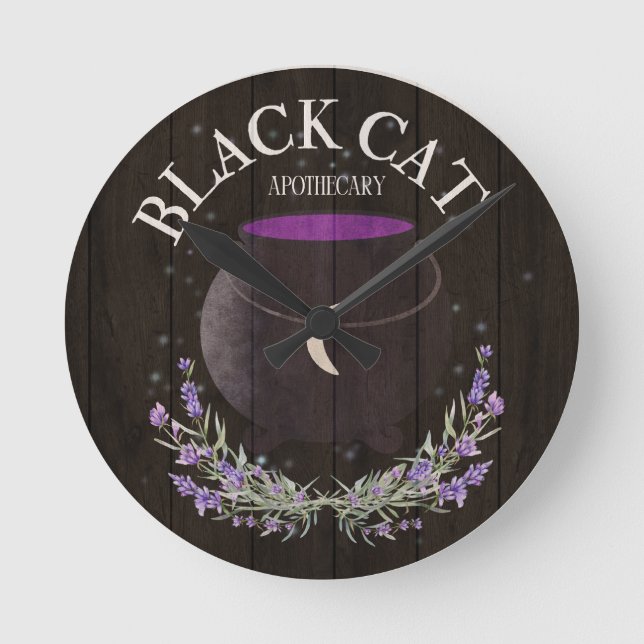 Reloj Redondo Mediano Apothecary Black Cat (Anverso)
