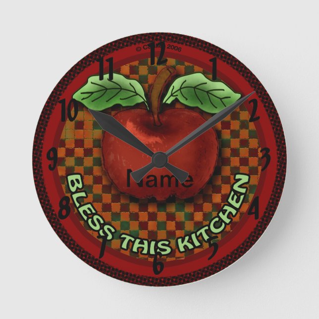 Reloj Redondo Mediano Apple Bendice esta cocina (Anverso)