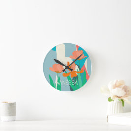 Reloj Redondo Mediano Apricot Tulips Personalizado de bloques artísticos