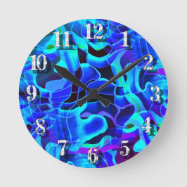 Reloj Redondo Mediano Aqua Royal Blue Asymmetrical Contemporary Pattern