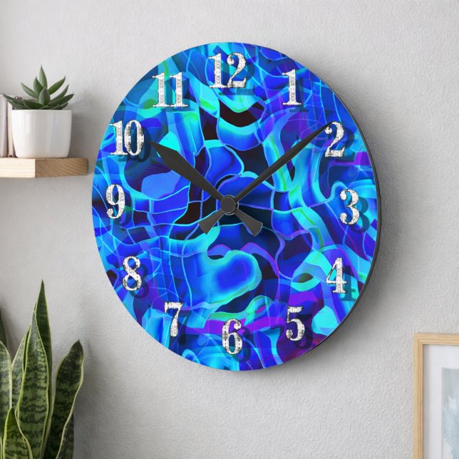 Reloj Redondo Mediano Aqua Royal Blue Asymmetrical Contemporary Pattern (Subido por el creador)