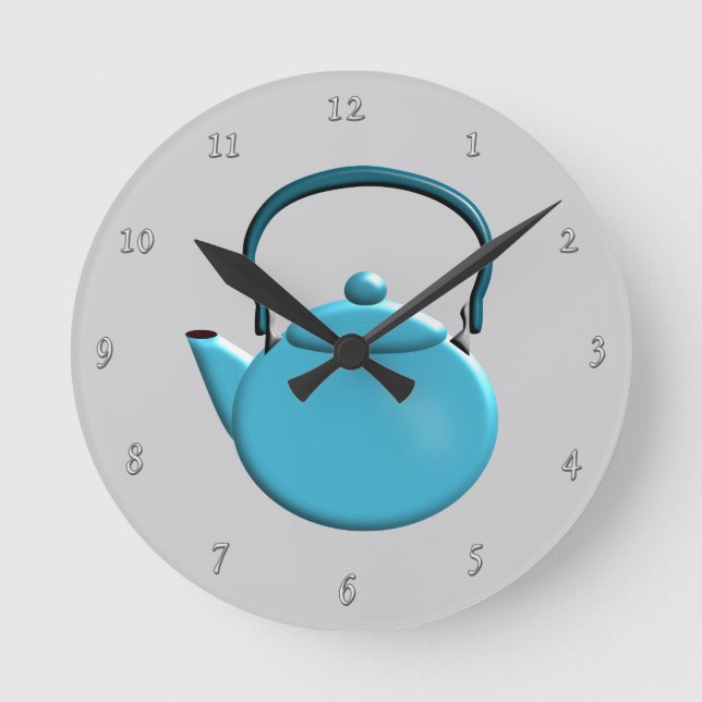 Reloj Redondo Mediano Aqua Teapot Design (Anverso)