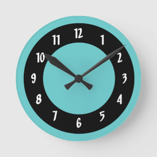 Reloj Redondo Mediano Aqua y los círculos negros