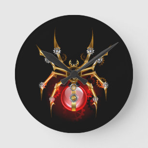 Reloj Redondo Mediano Araña de vapor sobre negro