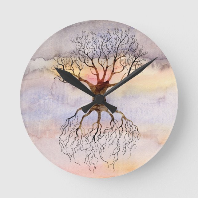 Reloj Redondo Mediano Árbol contra el cielo (Anverso)