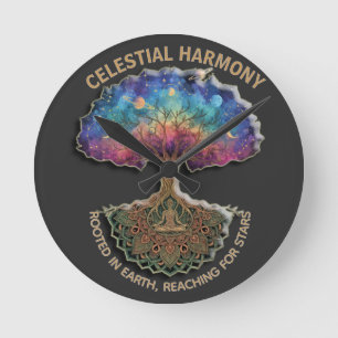 Reloj Redondo Mediano Árbol de Armonía Celestial   Meditación (SIN NÚMER