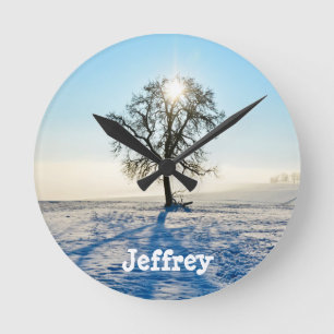 Reloj Redondo Mediano Árbol de invierno   -     -