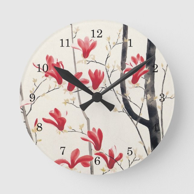 Reloj Redondo Mediano Árbol de la magnolia de Kobayashi Kokei, arte (Anverso)