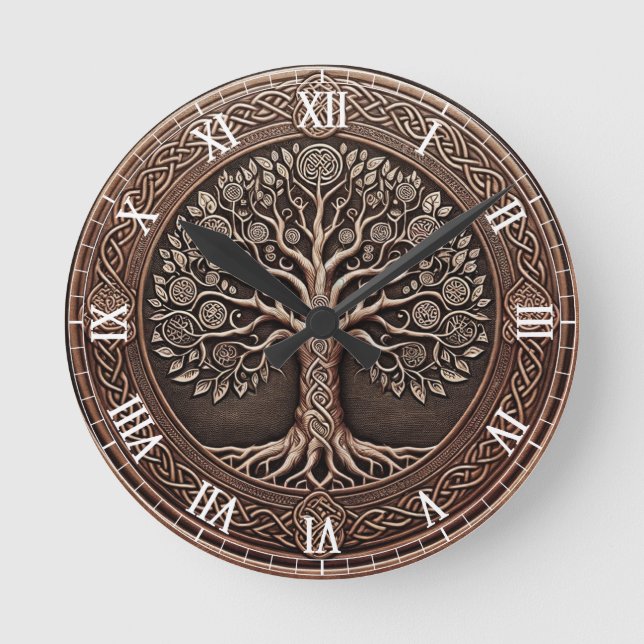 Reloj Redondo Mediano Árbol de la Vida Arcoíris  (Anverso)