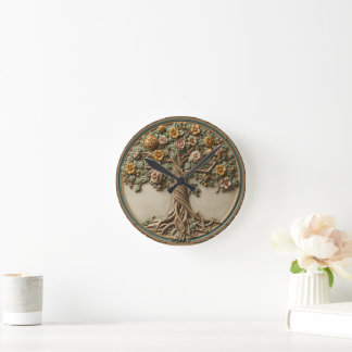 Reloj Redondo Mediano árbol de la vida de William Morris Vintage pre-raf