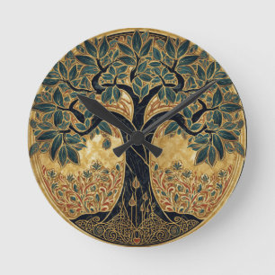Reloj Redondo Mediano Árbol de la Vida de William Morris Vintage Pre-Raf