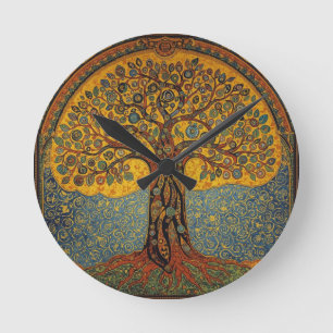 Reloj Redondo Mediano Árbol de la Vida de William Morris Vintage Pre-Raf