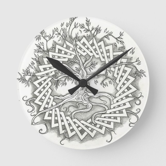 Reloj Redondo Mediano Árbol de la vida en diseño céltico (Anverso)