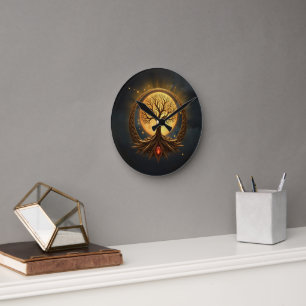 Reloj Redondo Mediano Árbol de la Vida – Iluminación a la Luz de la Luna