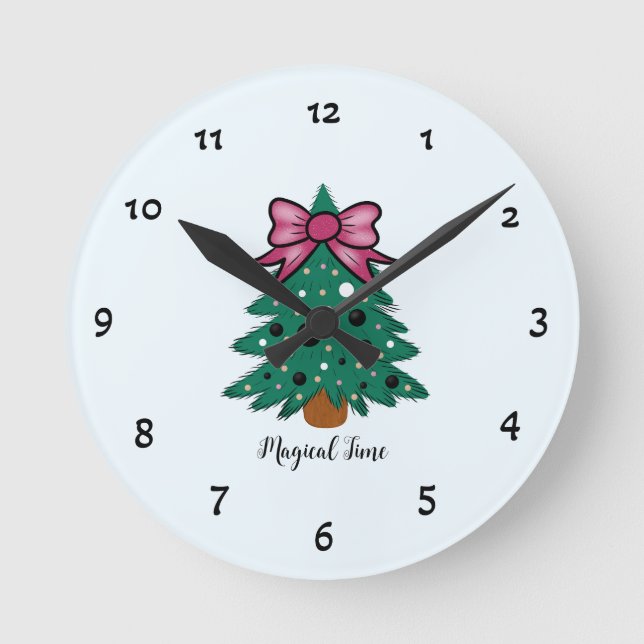 Reloj Redondo Mediano árbol de Navidad (Anverso)