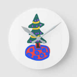 Reloj Redondo Mediano Árbol de Navidad