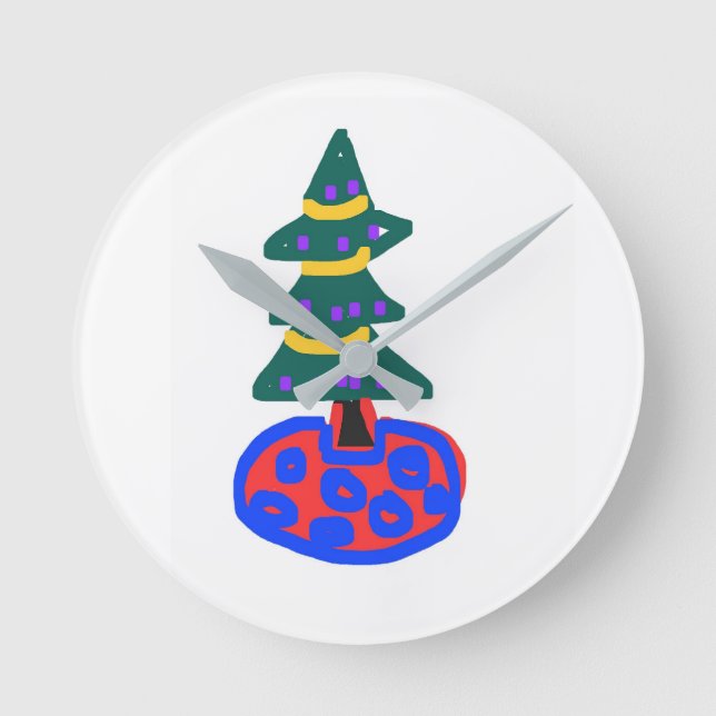 Reloj Redondo Mediano Árbol de Navidad (Anverso)