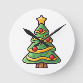 Reloj Redondo Mediano Árbol de Navidad con ornamentos