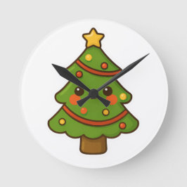 Reloj Redondo Mediano Árbol de Navidad Cute Kawaii
