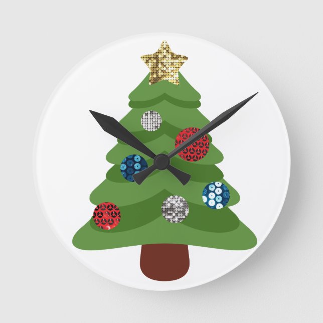 Reloj Redondo Mediano árbol de navidad de emoji (Anverso)