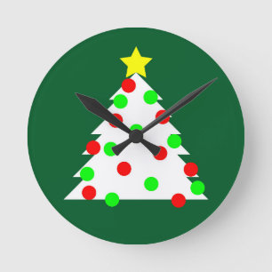 Reloj Redondo Mediano Árbol de Navidad de recorte de papel