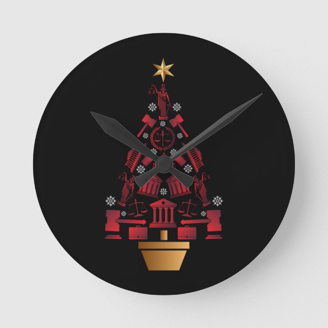 Reloj Redondo Mediano Árbol de Navidad del abogado (Anverso)