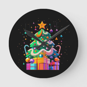 Reloj Redondo Mediano Árbol de Navidad Magia Resplandor