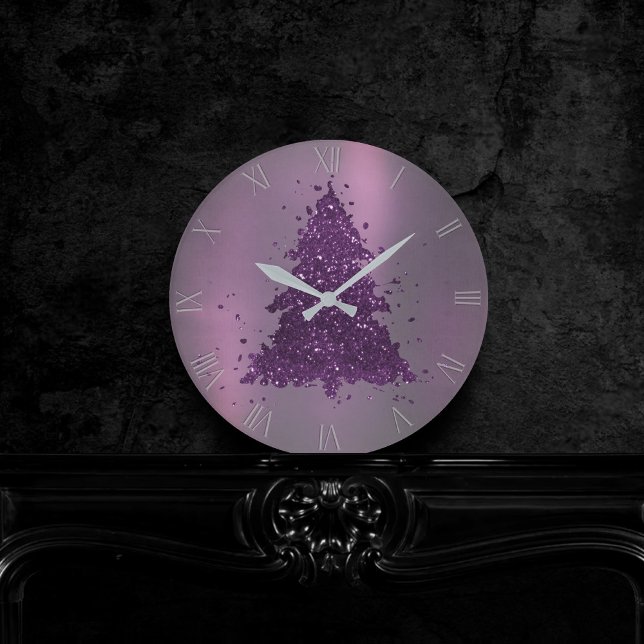 Reloj Redondo Mediano Árbol de Navidad Moody | Placa púrpura de ciruela  (Subido por el creador)