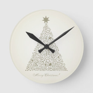 Reloj Redondo Mediano Árbol de navidad musical